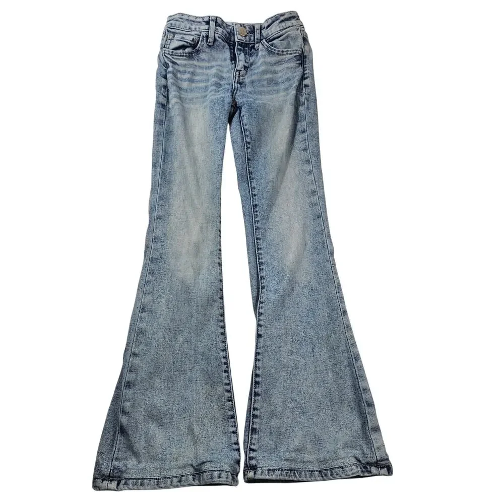 BKE girls flare light wash thick stitch blue jeans y2k comfort 10L 10 LONG #